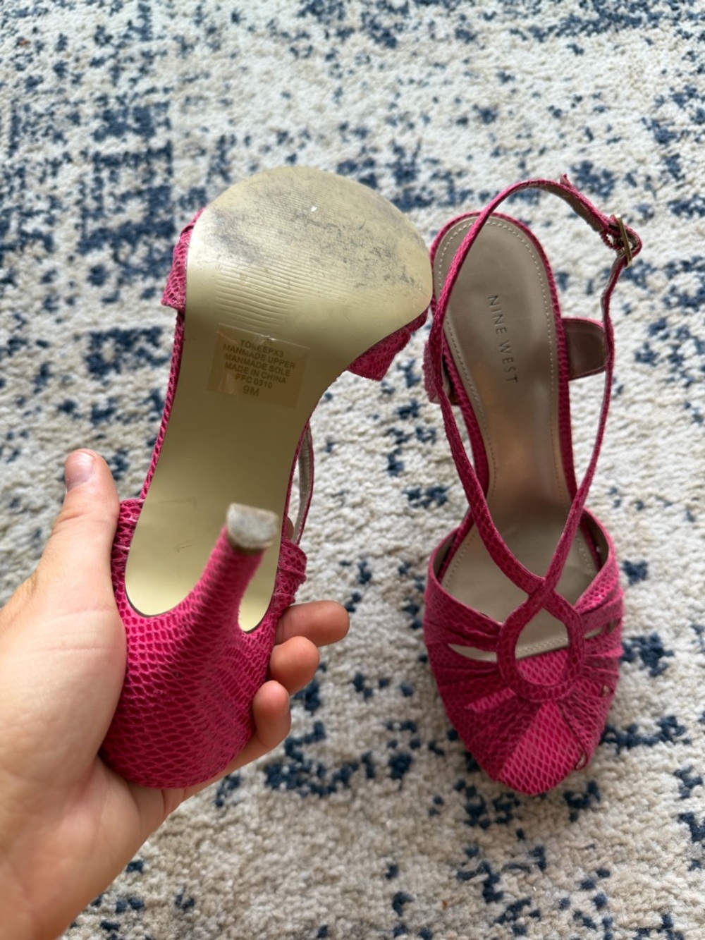 Nine West Hot Pink Strappy Open-Toe Slingbacks - Picture 2 of 5